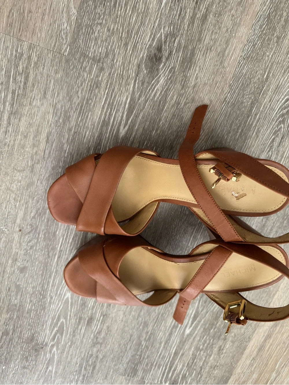MICHAEL Michael Kors Tan Brown Platform Block Heel Sandals